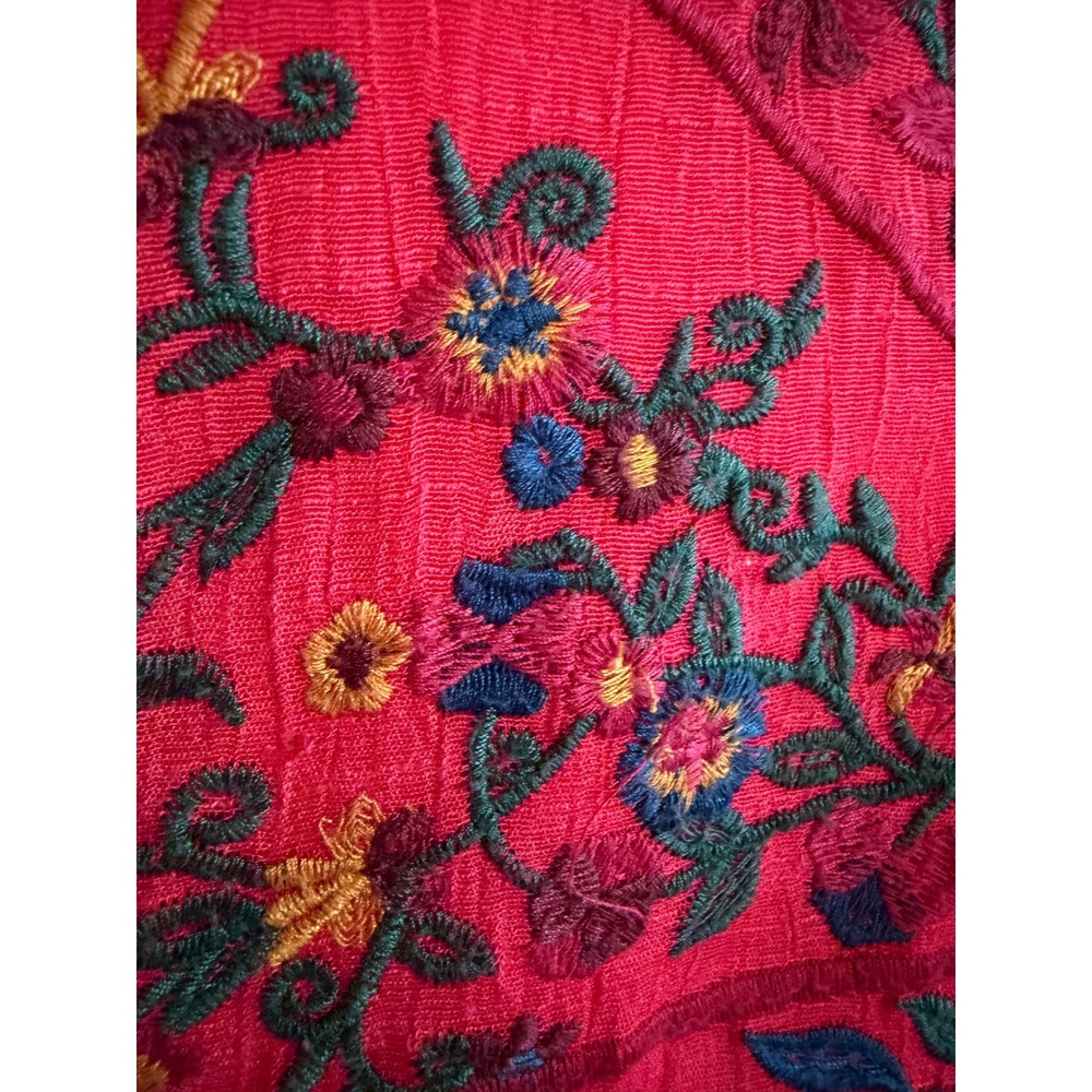Umgee Red Embroidered Floral Bell Sleeve Tunic Top 2XL Cottagecore Whimsigoth - Picture 9 of 9
